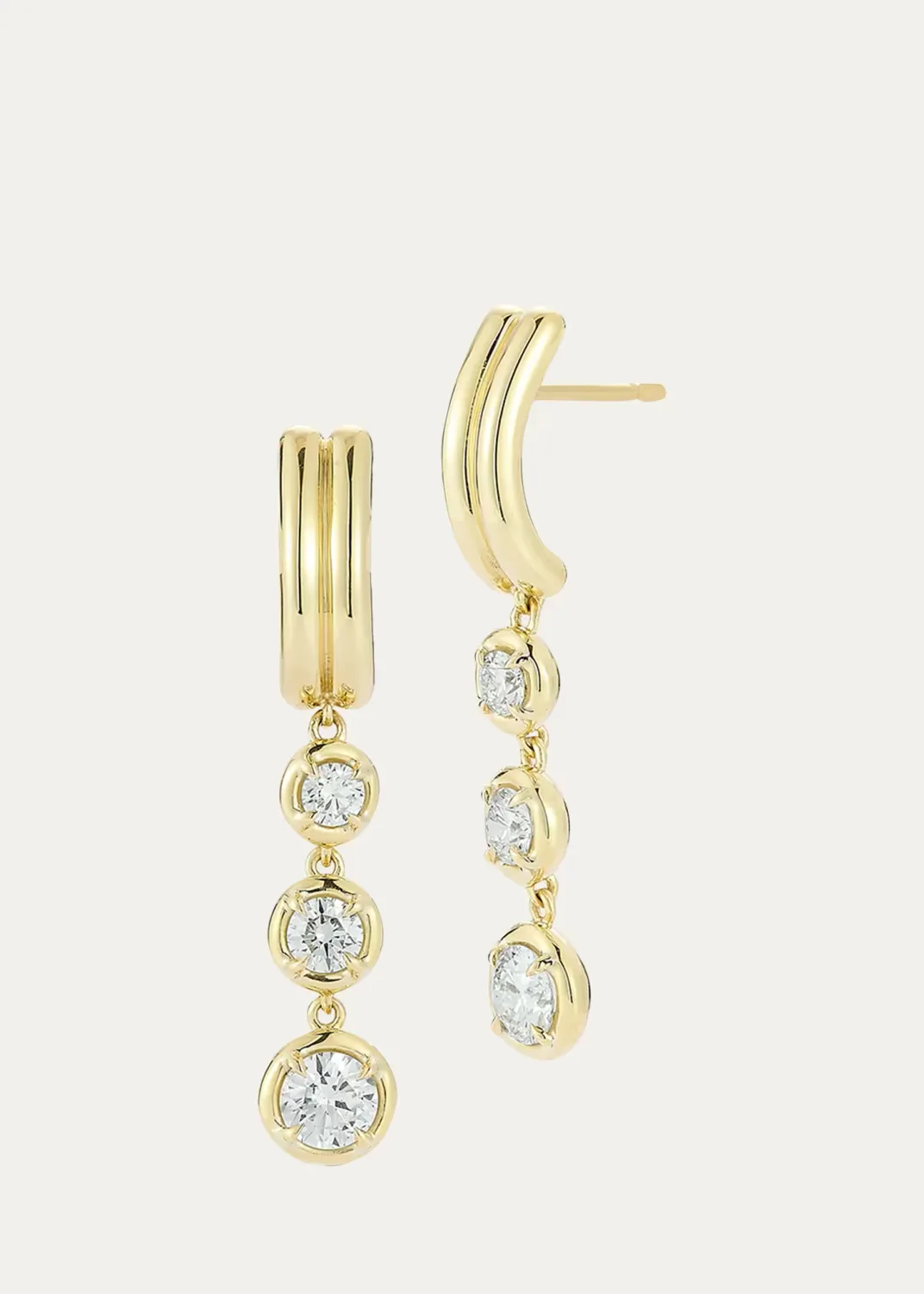 FORME Graduated 18K Yellow Gold & 1.3 TCW Diamond Drop Earrings