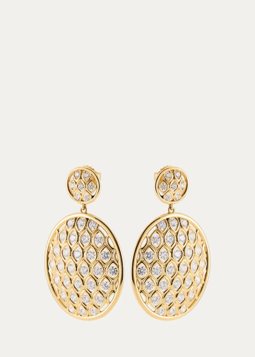 18K Yellow Gold & 3.98 TCW Diamond Oval Drop Earrings by Jamie Wolf