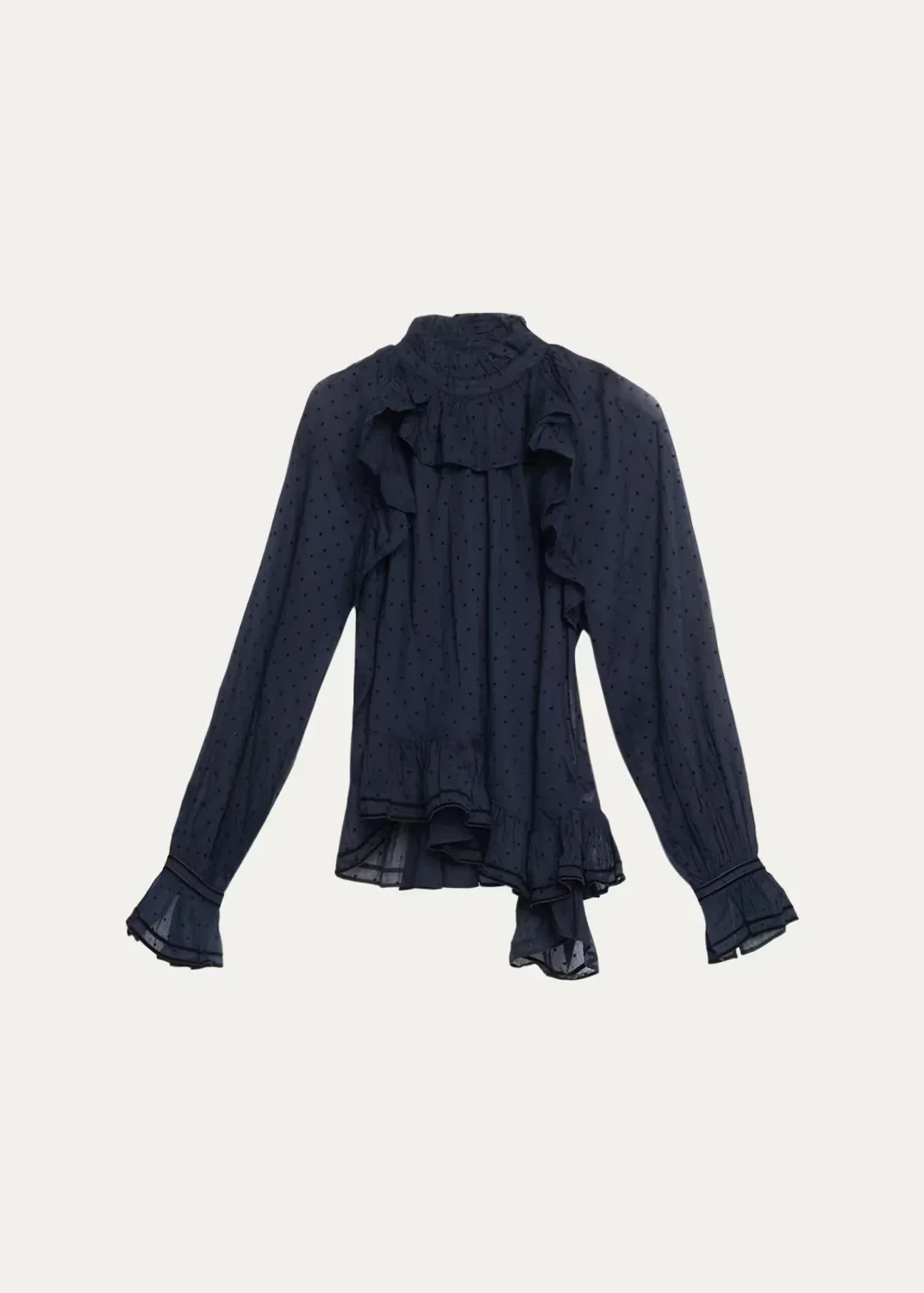Marcella Long-Sleeve Asymmetric Cotton Blouse