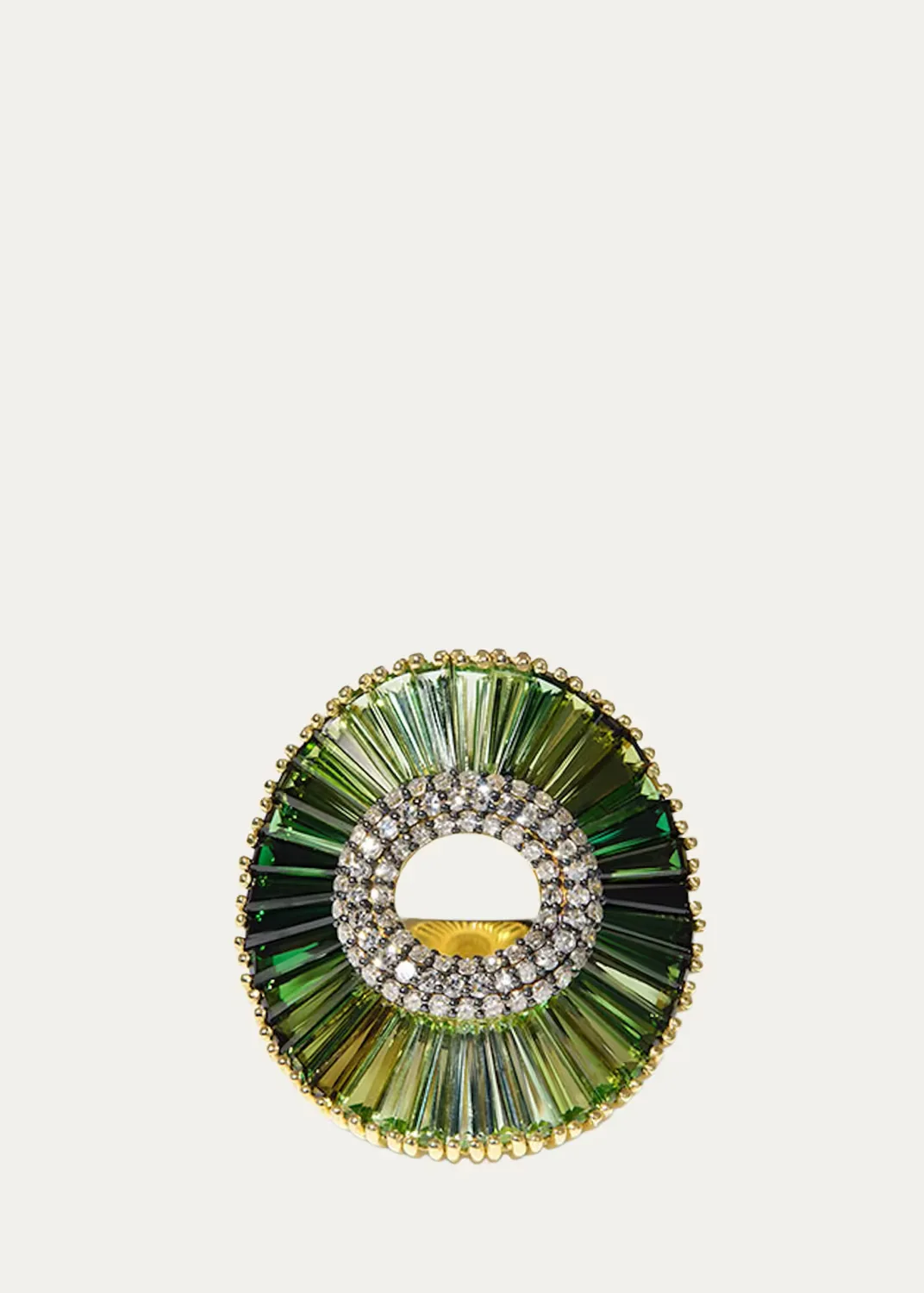 18K Yellow Gold Sensu Pleated Collar Ring with Gemstones