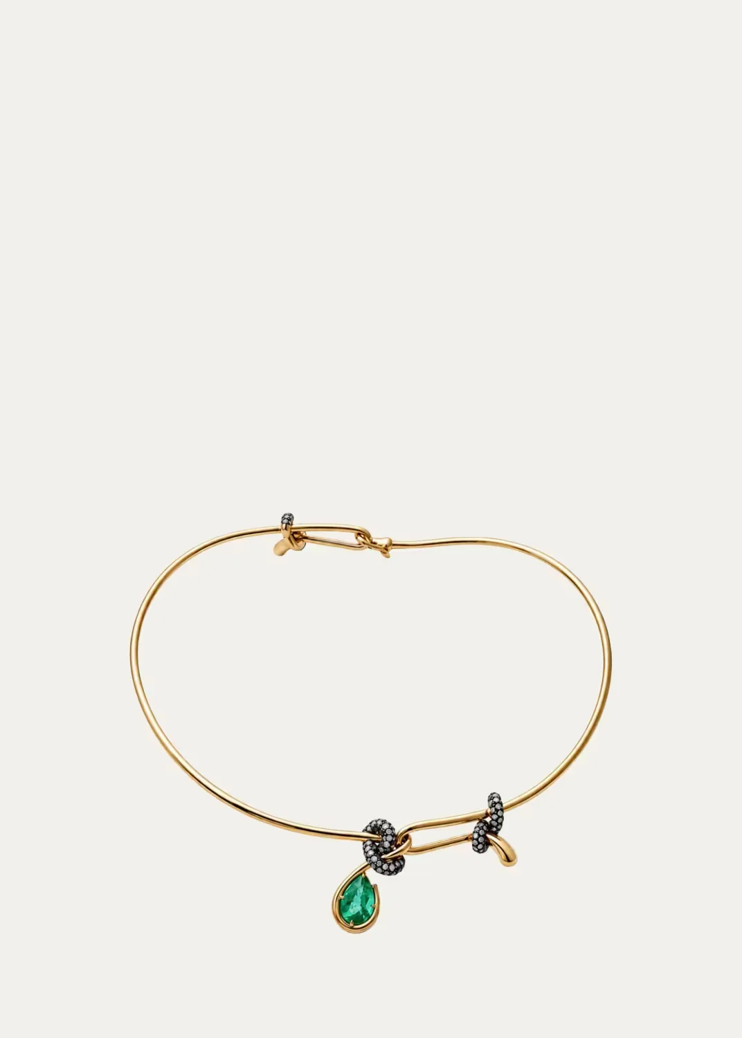 14K Yellow Gold Tangled Collar with Diamonds and Emerald by Mason and Books