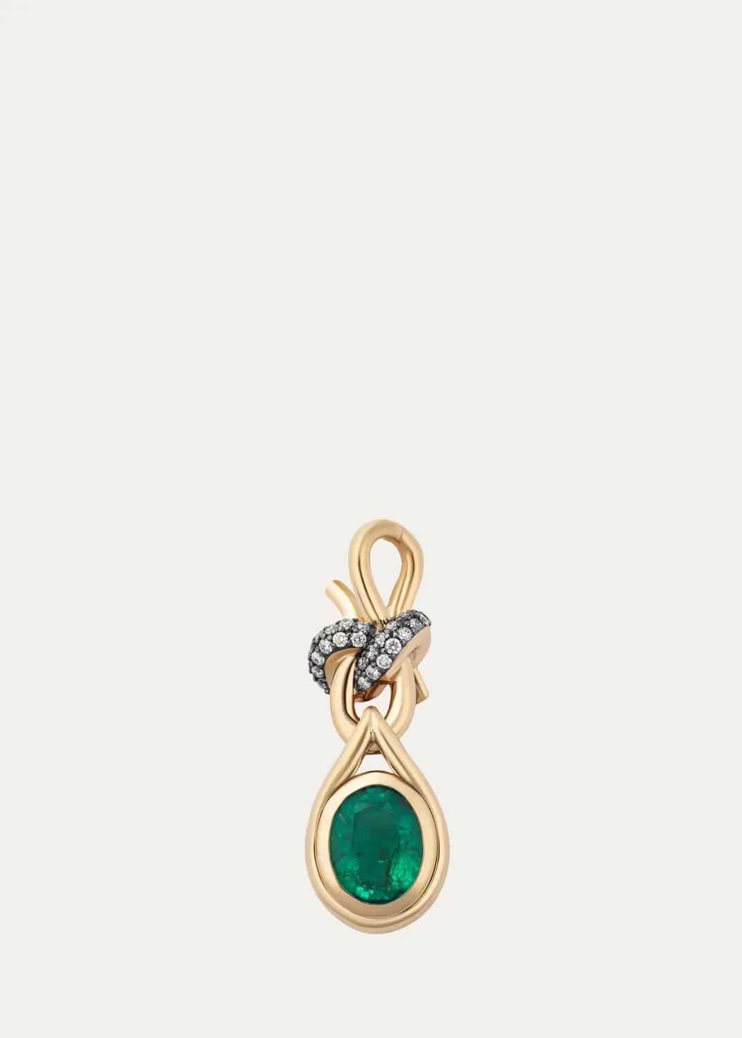 14K Yellow Gold Tangled Pendant with Diamonds and Emerald by Mason and Books