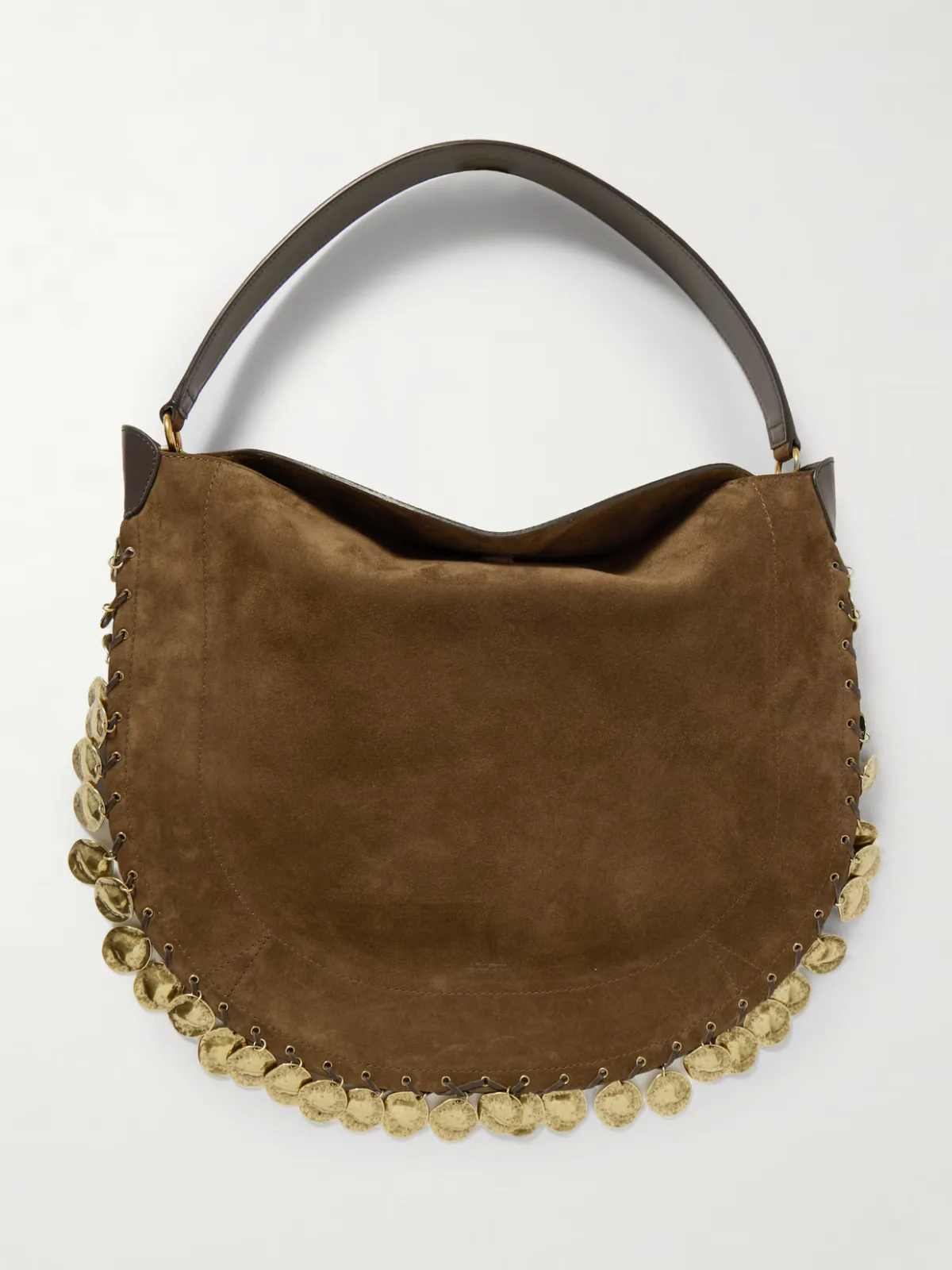 - Oskan Soft Embellished Leather-trimmed Suede Shoulder Bag -