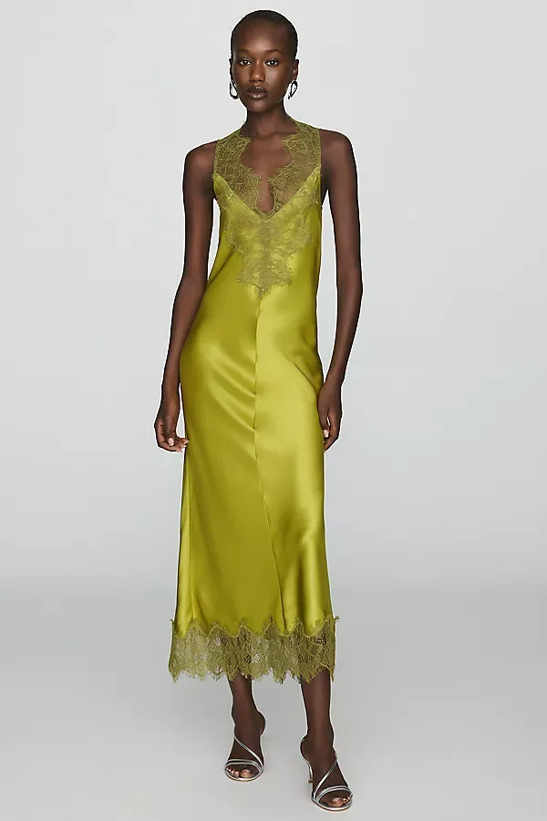 Bea Satin Lace Midi Dress