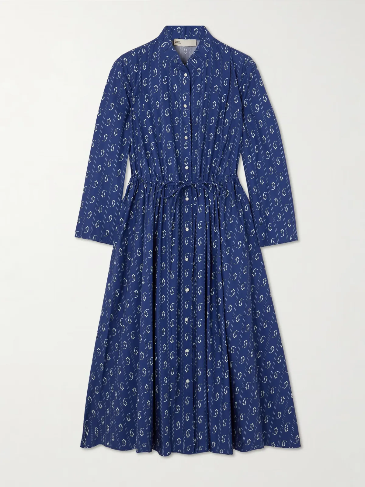 - Printed Cotton Midi Shirt Dress -