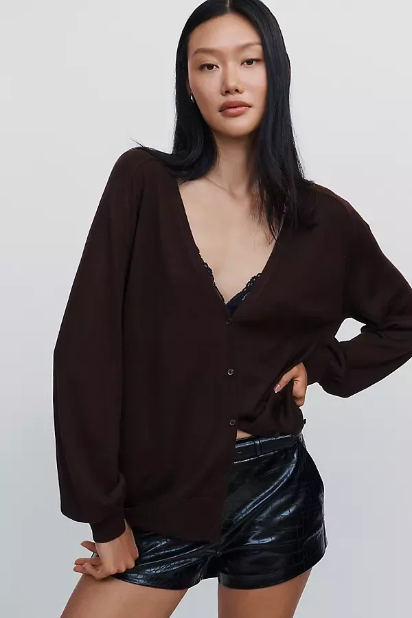 Merino Wool Silk Oversized Cardigan