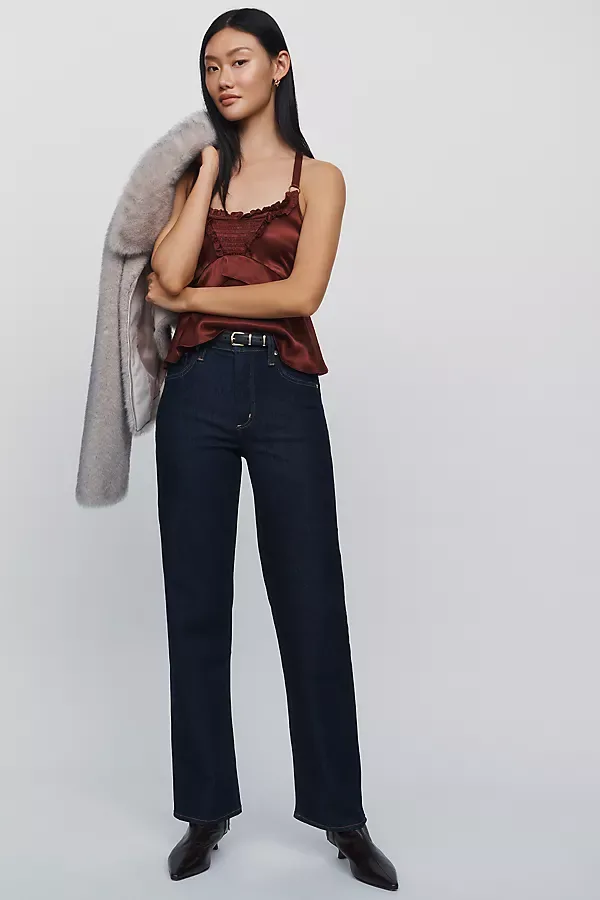 Long Palma Silk Blend Straight Leg Jeans