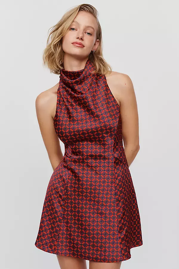 High Neck Cowl Mini Dress by Anthropologie