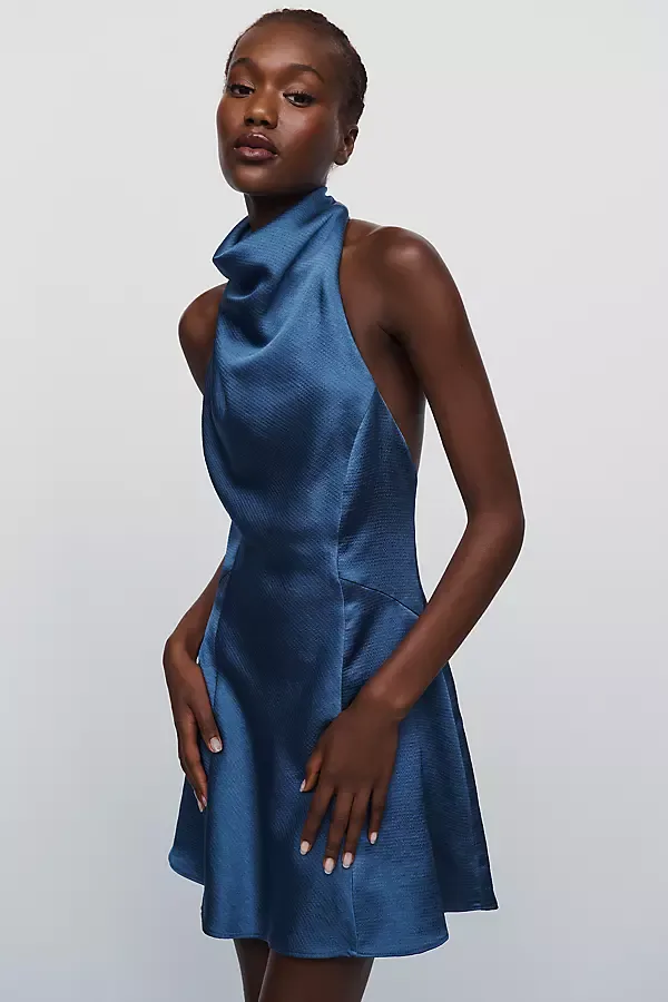 High Neck Cowl Mini Dress