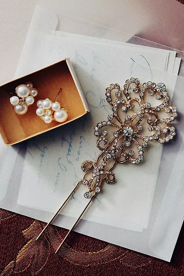 Pearl Crystal Cluster Earrings by Anthropologie