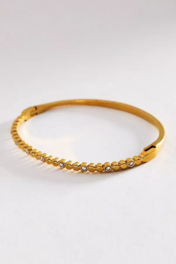 Water Resistant Bezel-Set Crystal Station Bangle Bracelet by Anthropologie