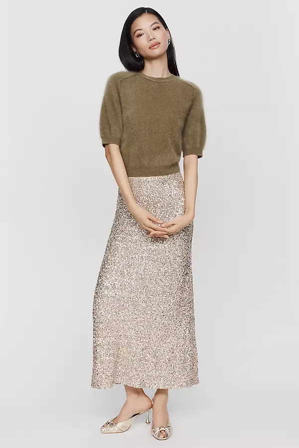 @loverlygrey x Anthropologie Tilda Sequined Slip Skirt