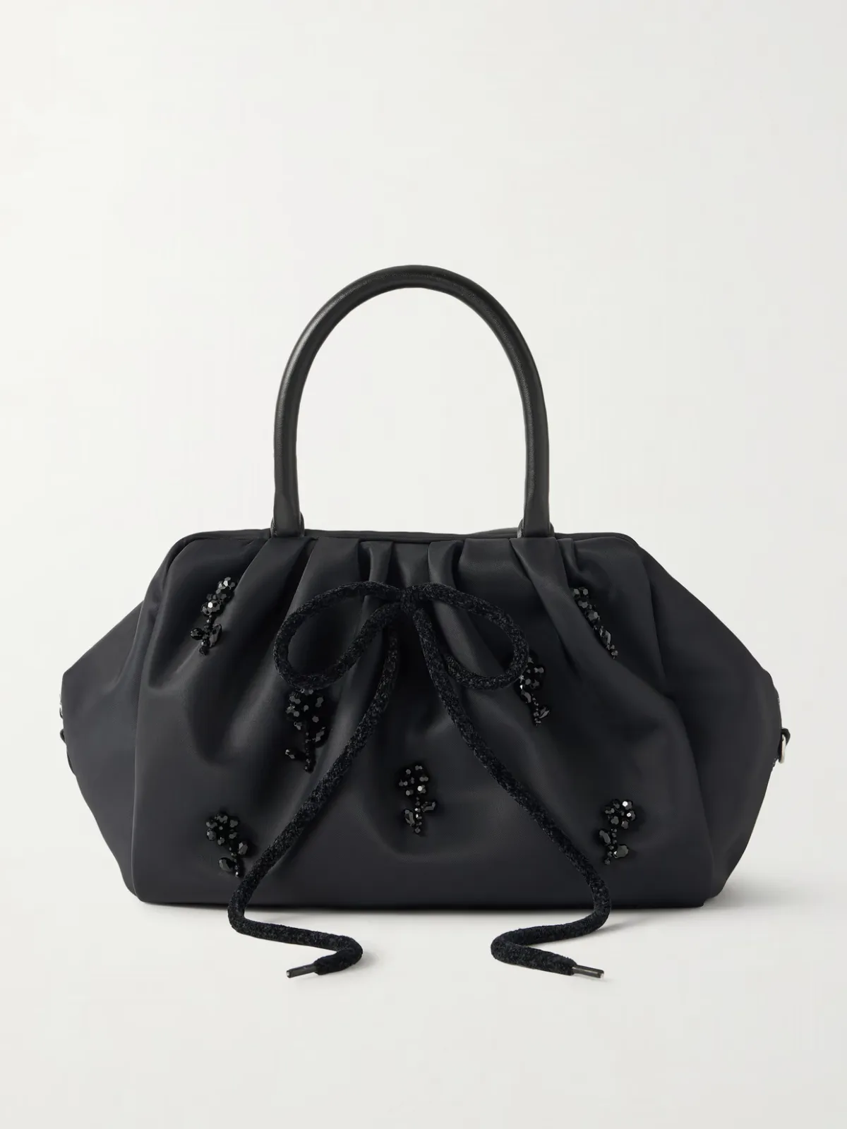 - Leather-trimmed Embellished Shell Tote -