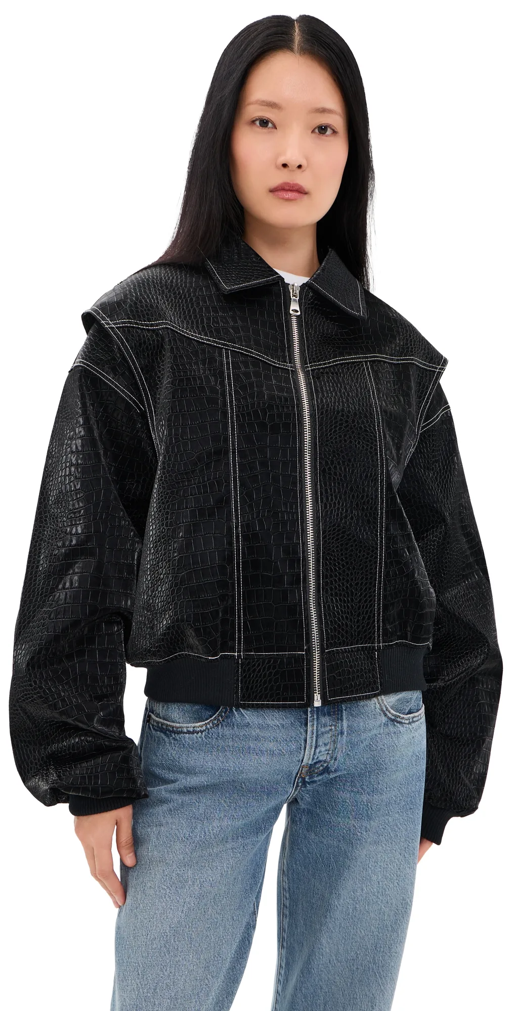 Vista Faux Leather Bomber Jacket