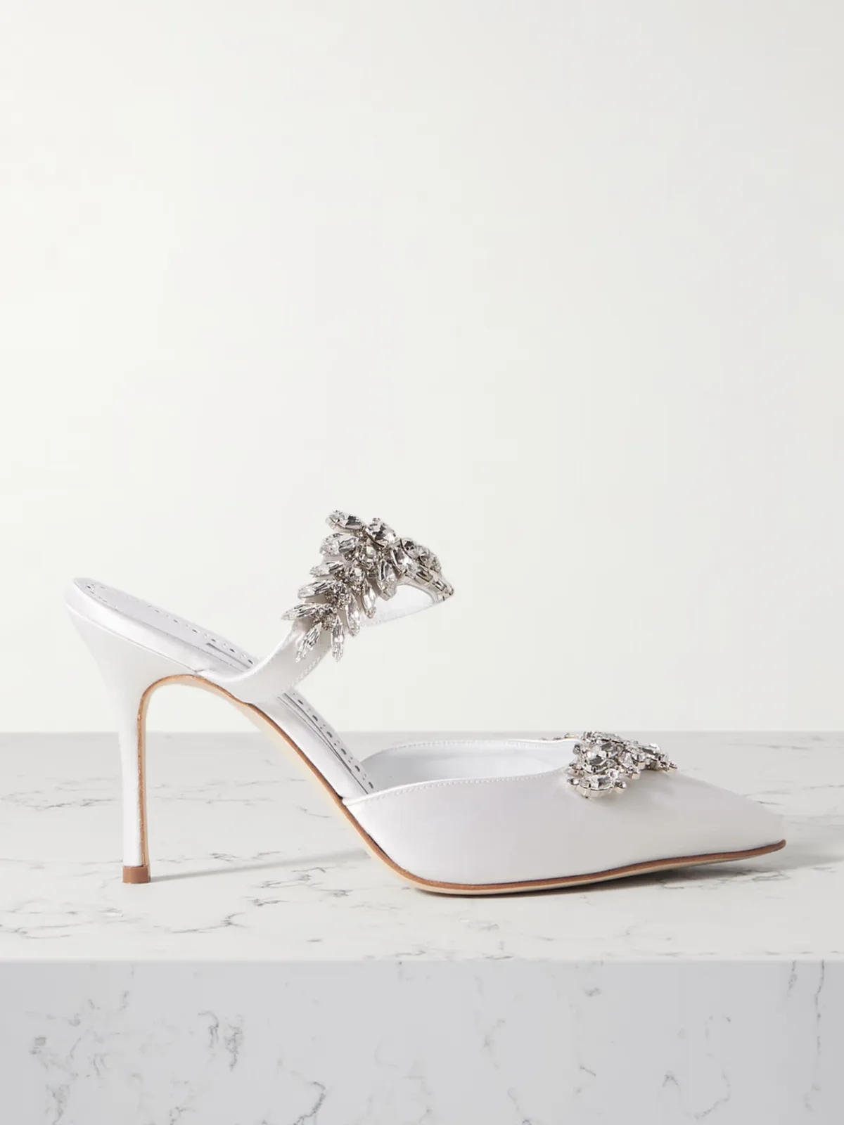 - Lurum 90 Crystal-embellished Satin Mules -