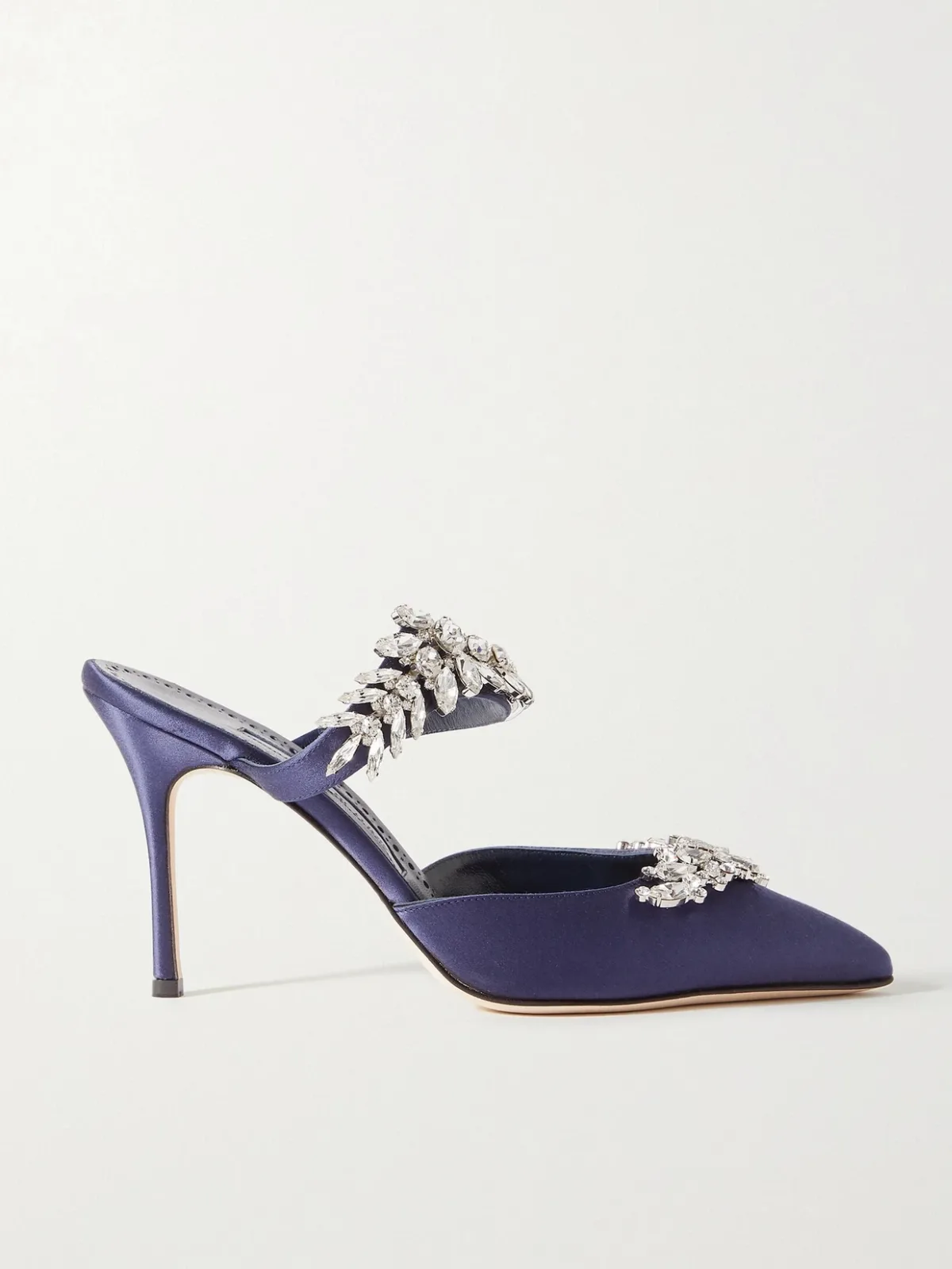 - Lurum 90 Crystal-embellished Satin Mules -