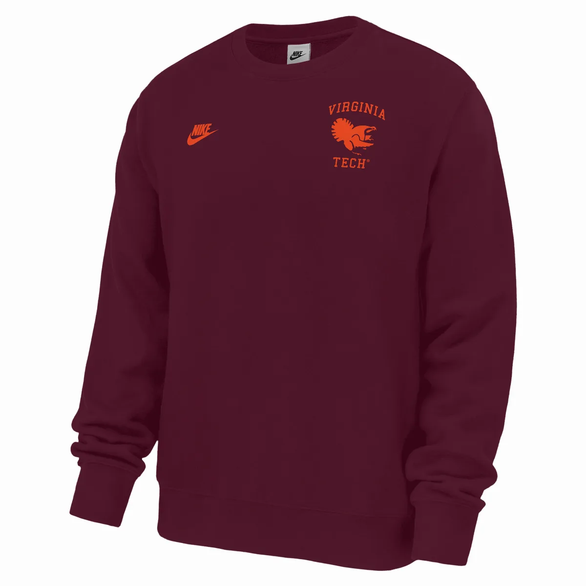 Virginia Tech Hokies Club Football Fleece Crew-Neck Sweatshirt