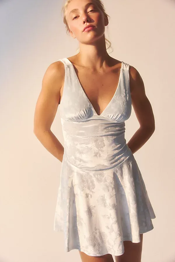 Kimchi Blue Mon Amour Velvet Drop Waist Mini Dress