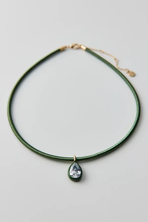 Lindsey Olive Green Crystal Collar Necklace by BaubleBar