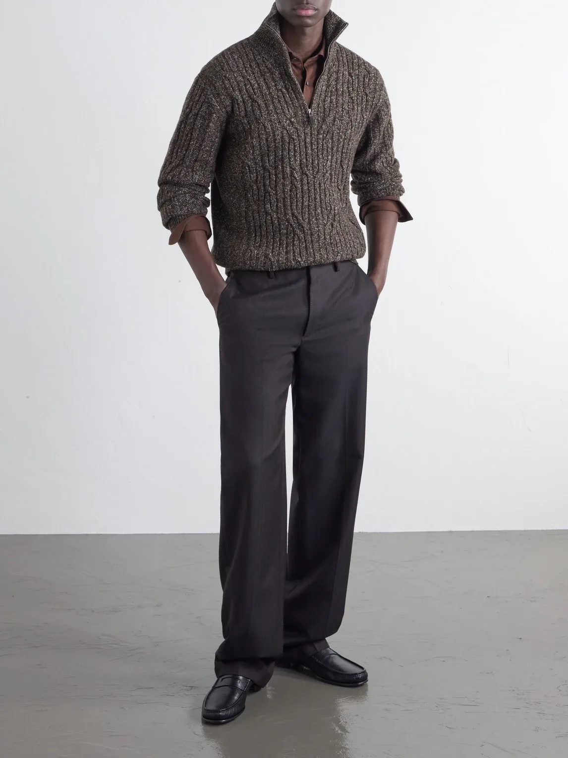 Cable-Knit Wool and Cashmere-Blend Half-Zip Sweater