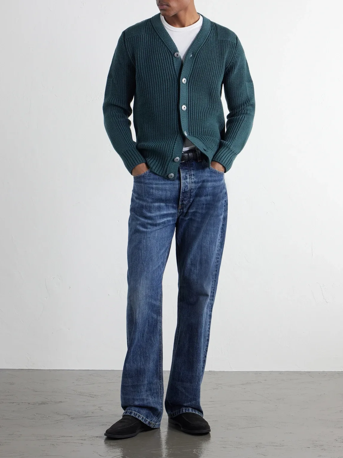 Robust Ribbed Merino Wool Cardigan