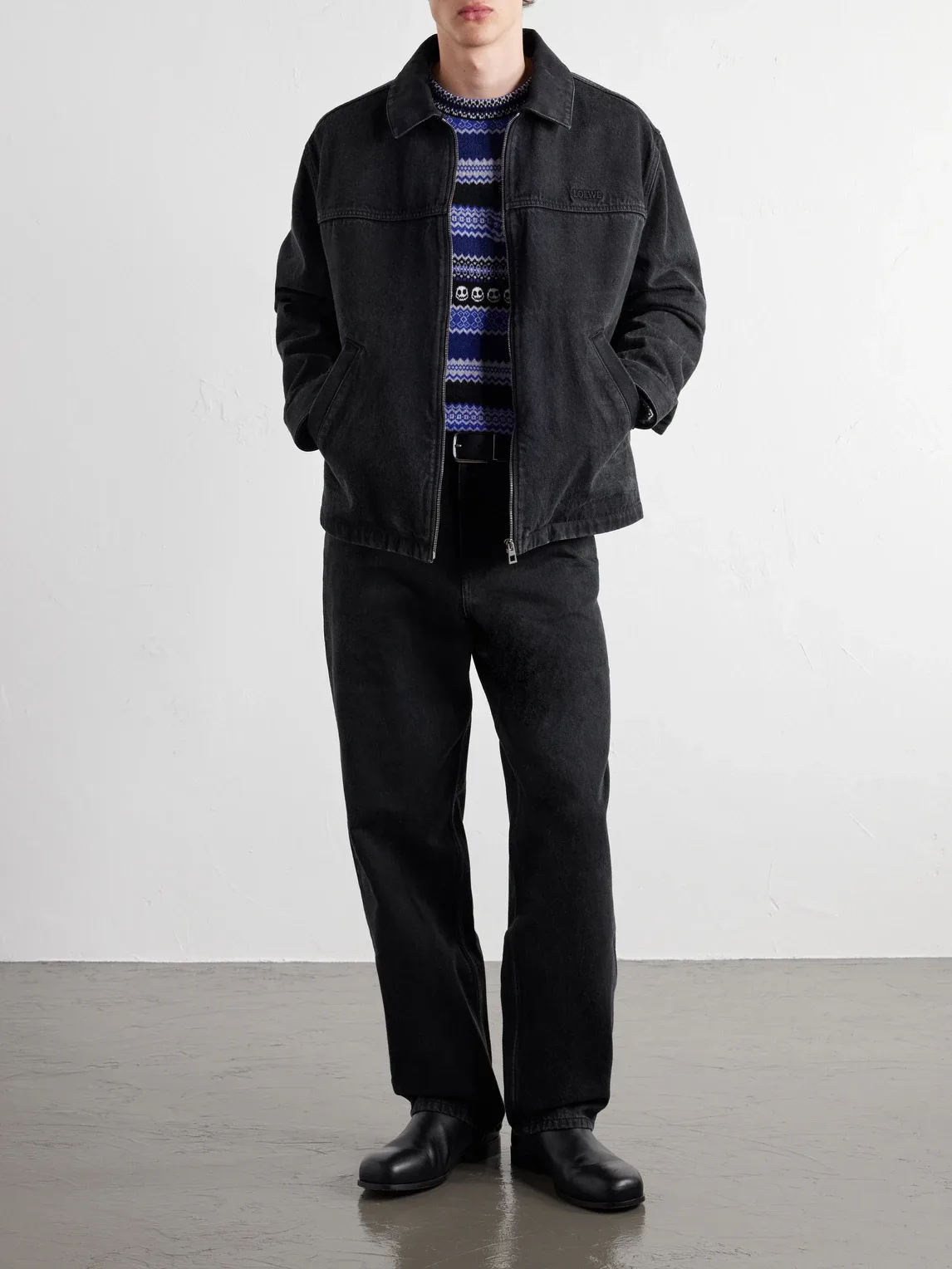Logo-Embossed Paneled Denim Jacket