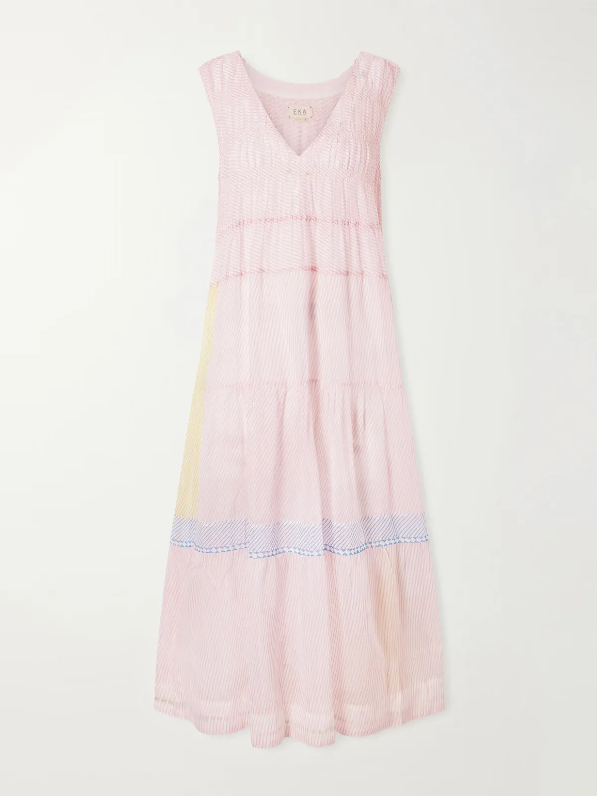 - Ember Tie-detailed Striped Cotton Silk Dress -