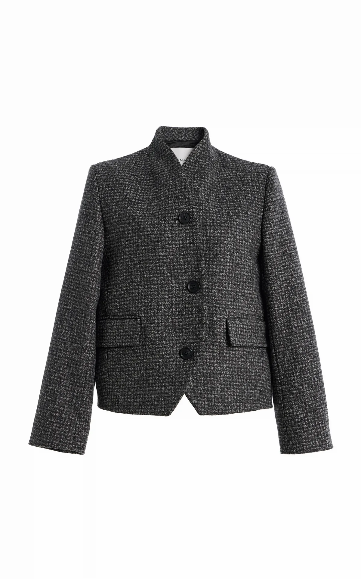 Short Curved Wool-Blend Jacket