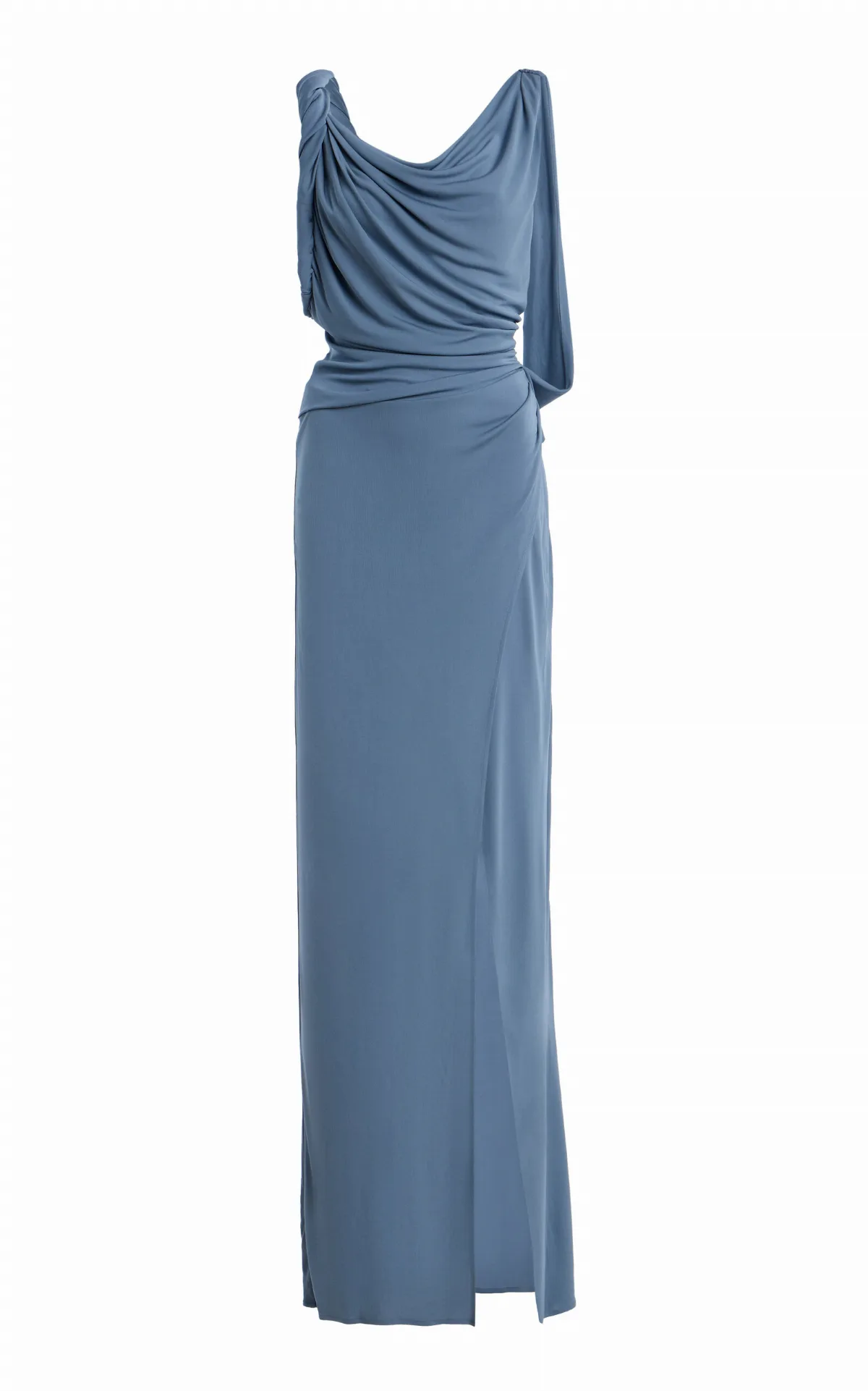 Olenna Twist Crepe Low-Back Gown