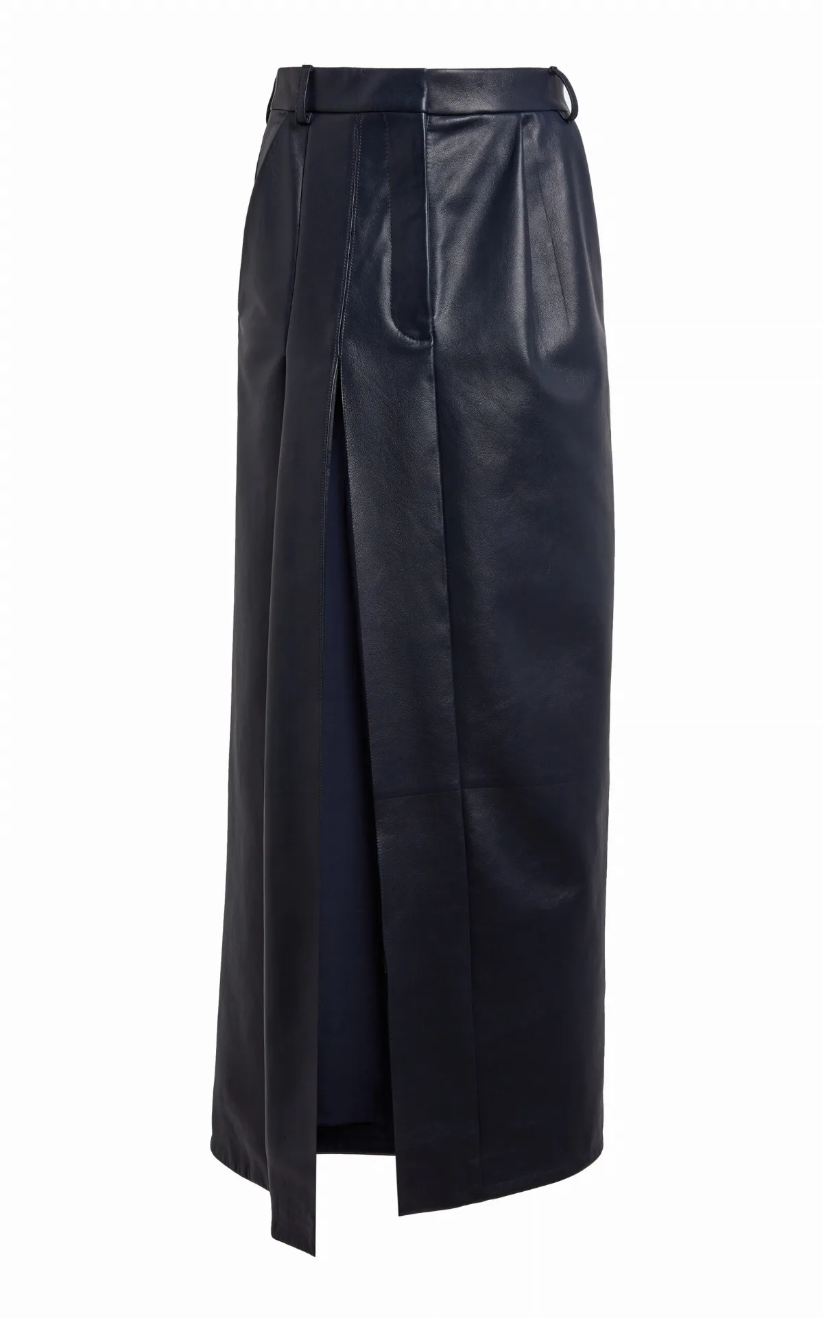 Pleated Leather Maxi Skirt