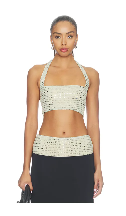 Ziva Sequin Halter Crop Top
