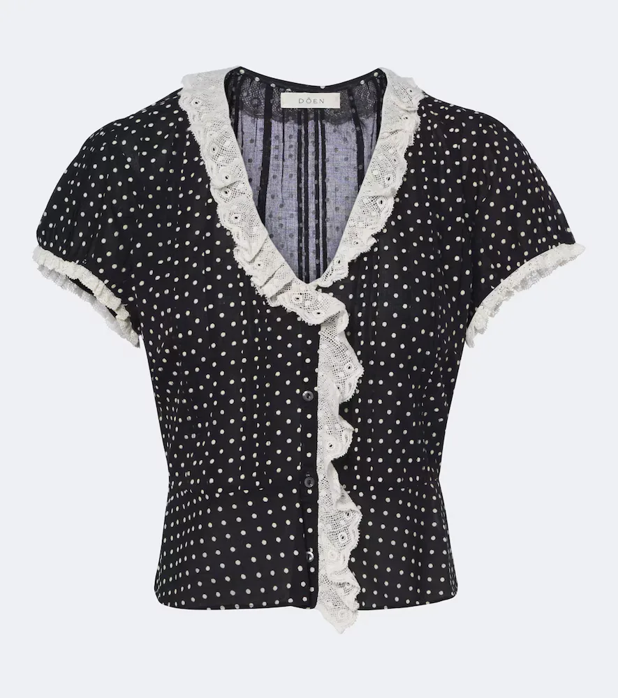 Orella Polka-Dot Cotton Voile Top
