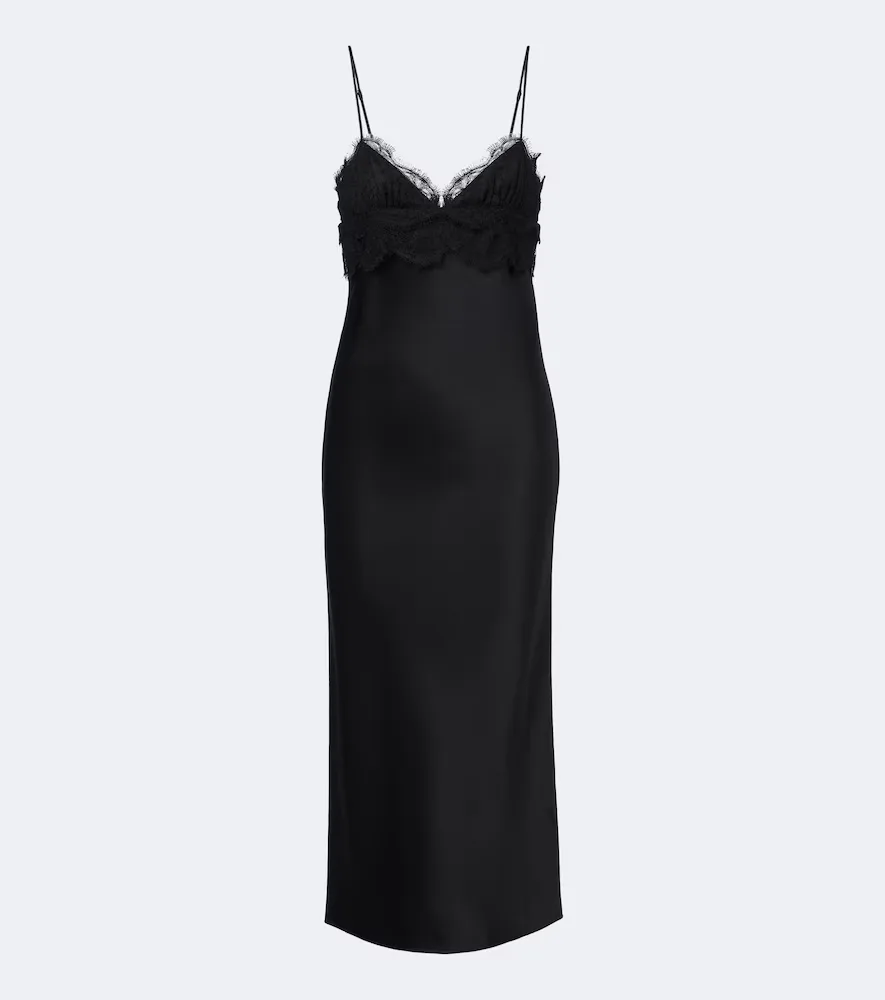 Joelle Lace-Trimmed Satin Slip Dress