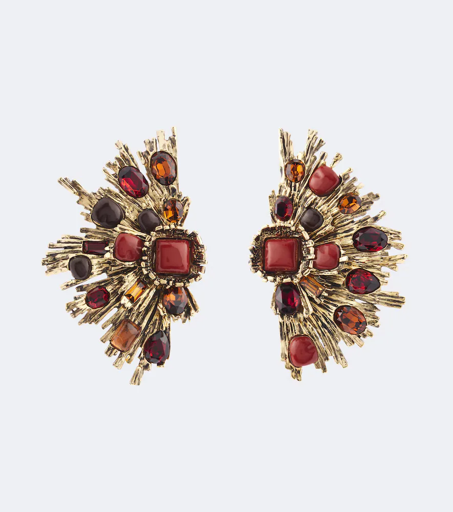 Sunrise Embellished Clip-On Earrings by Saint Laurent