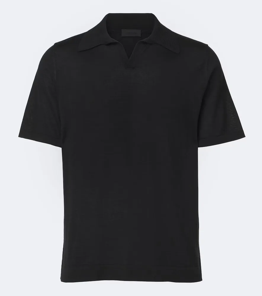 David Cashmere and Silk Polo Sweater
