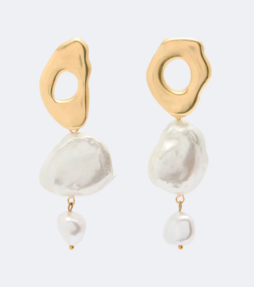 Delos Pearl 24kt Gold-Plated Drop Earrings by Ysso