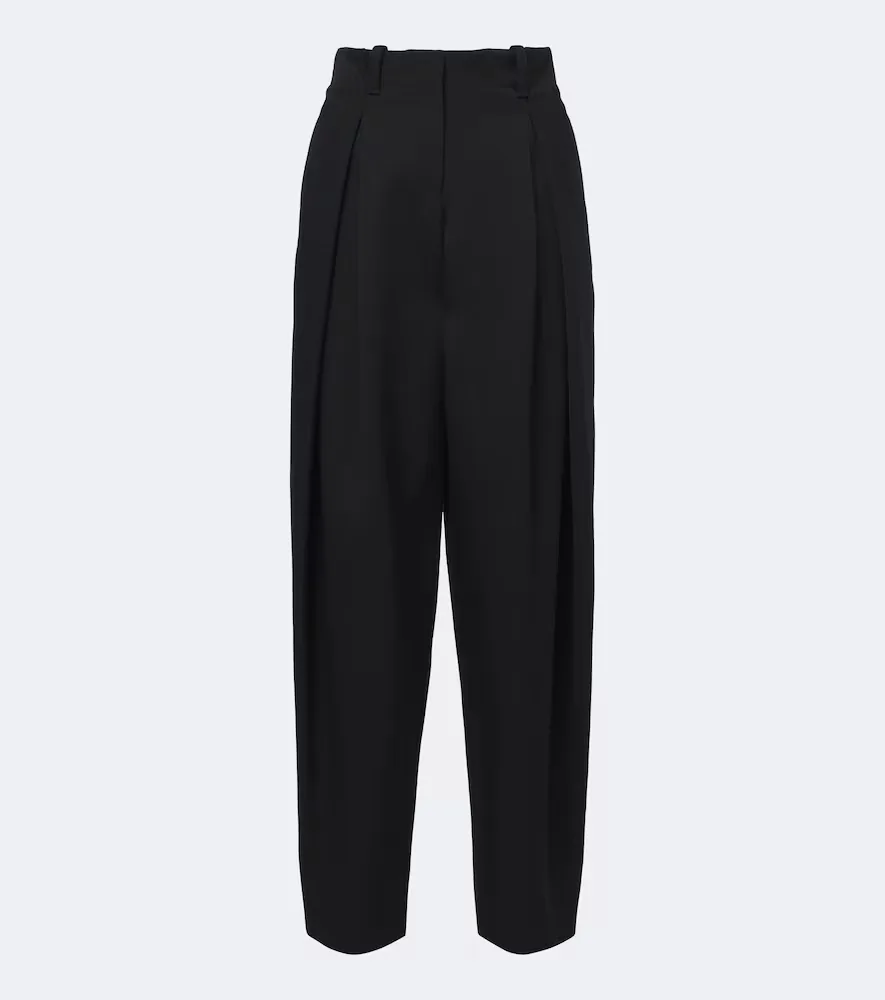 Pinch Pleated Wool Wide-Leg Pants