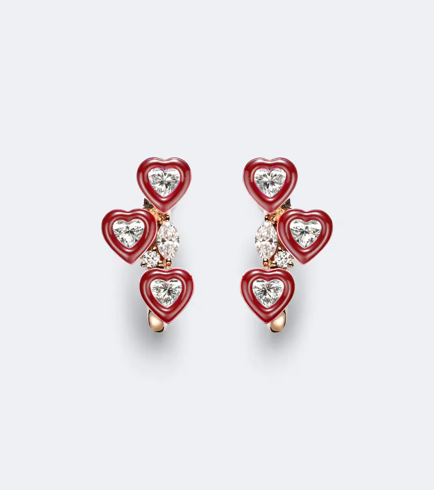 Candy Crush 18kt Rose Gold and Enamel Earrings with Diamonds by Kamyen