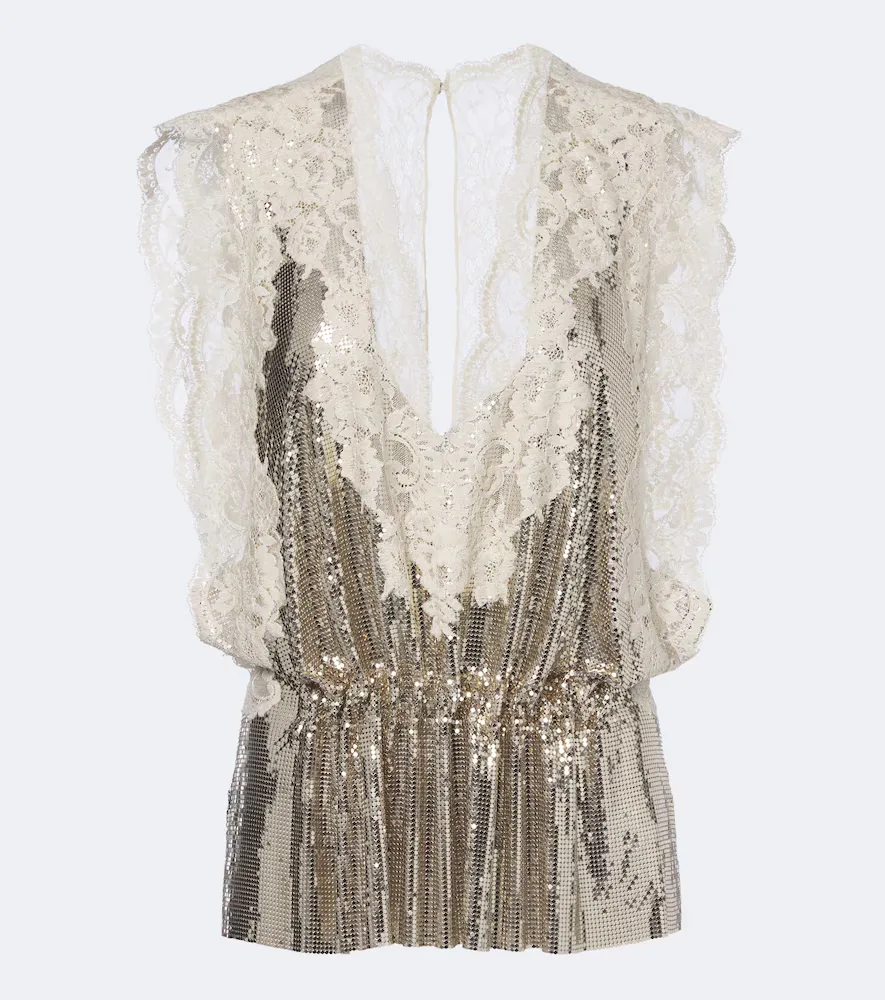 Lace-Trimmed Chainmail Top