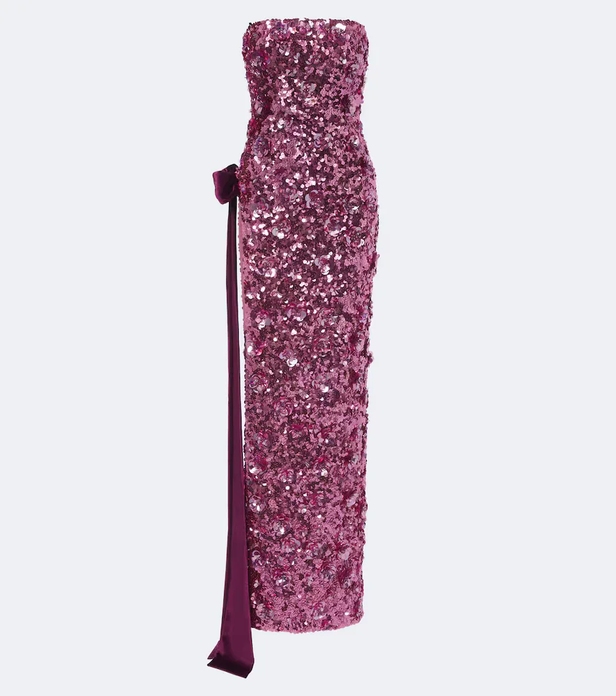 Sylpha Bow-Detail Sequined Bustier Gown