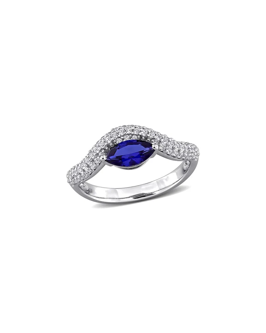 Silver 1.44 ct. tw. Lab-Grown Sapphire Curved Ring by Rina Limor