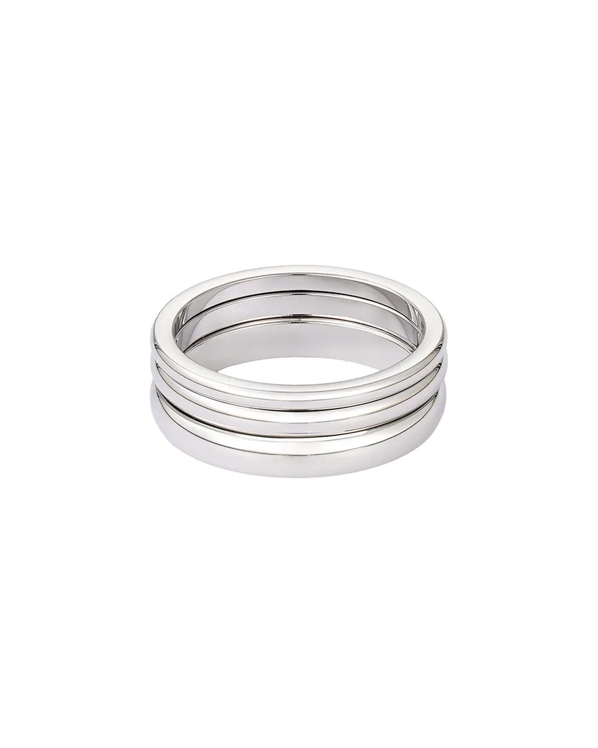 Silver Plated Stainless Steel Tarnish-Resistant Stacking Band Ring Set by Adornia