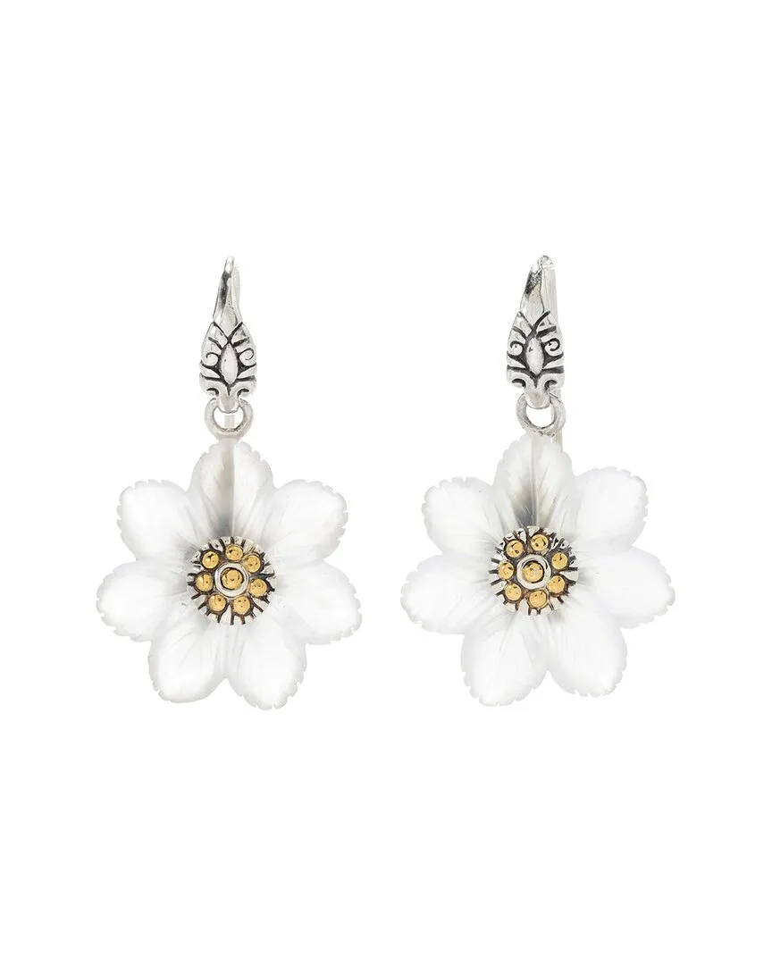 Silver 20.50 ct. tw. Carved Flower Earrings by Samuel B