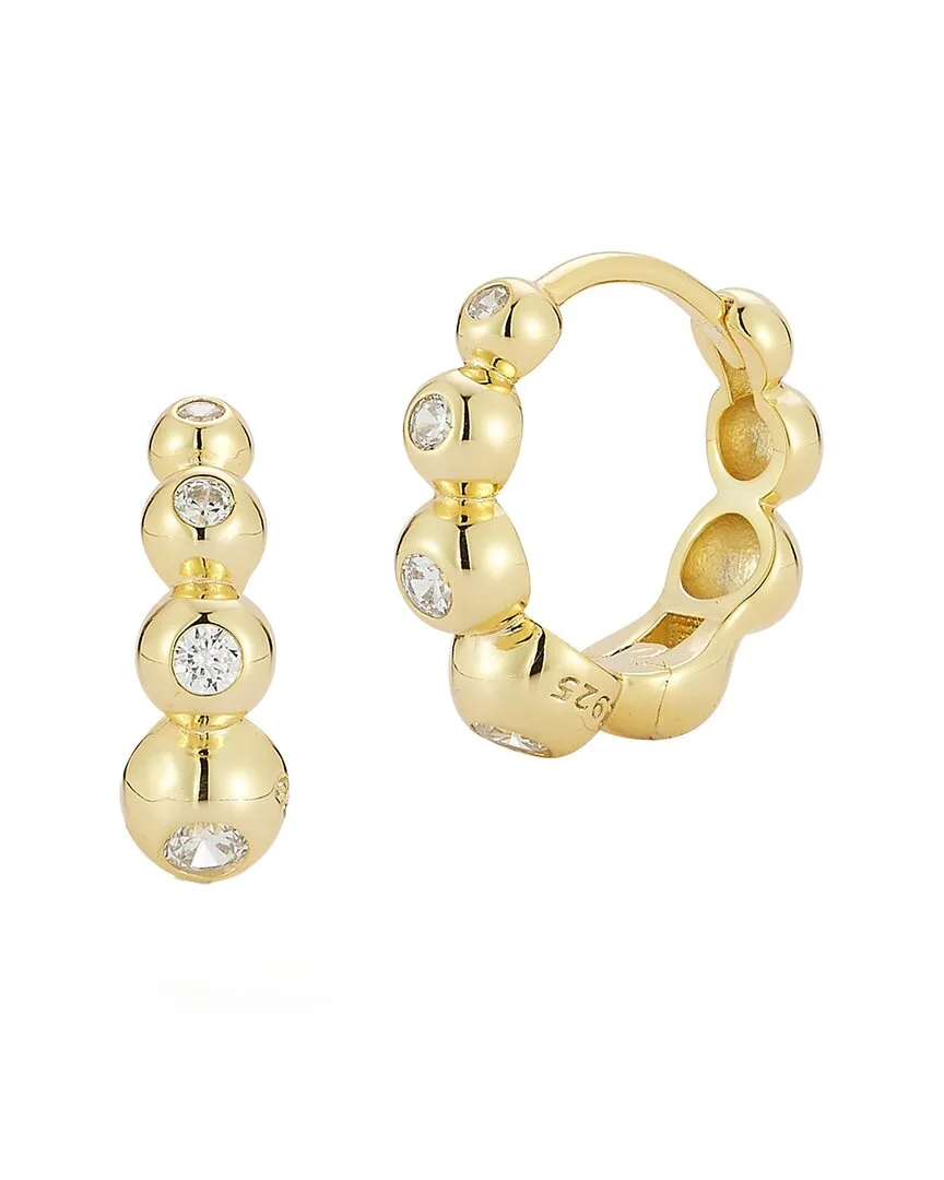 14K Over Silver Cz Small Bezel Set Hoop Earrings by Glaze Jewelry