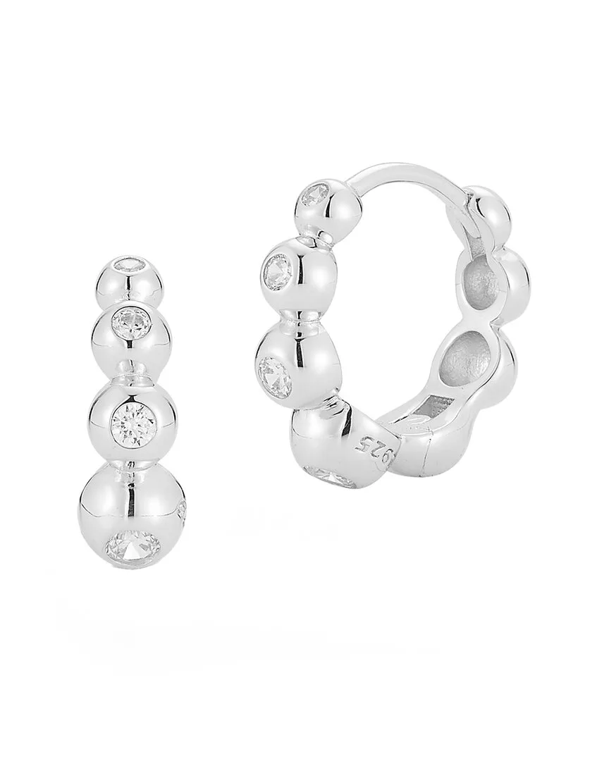 Silver Cz Small Bezel Set Hoop Earrings by Glaze Jewelry