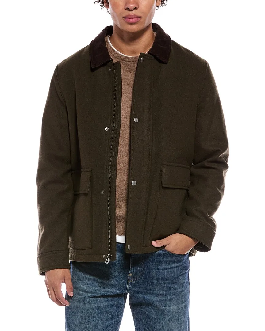 Short Corduroy Collar Wool-Blend Barn Coat