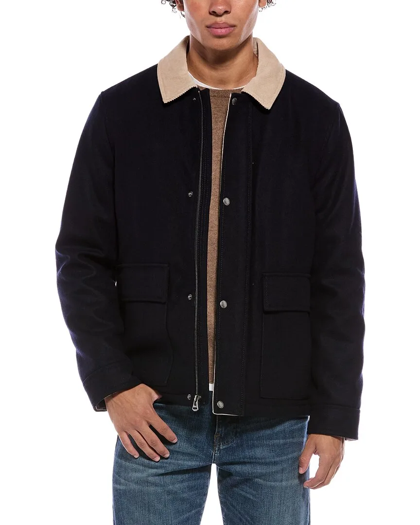 Short Corduroy Collar Wool-Blend Barn Coat