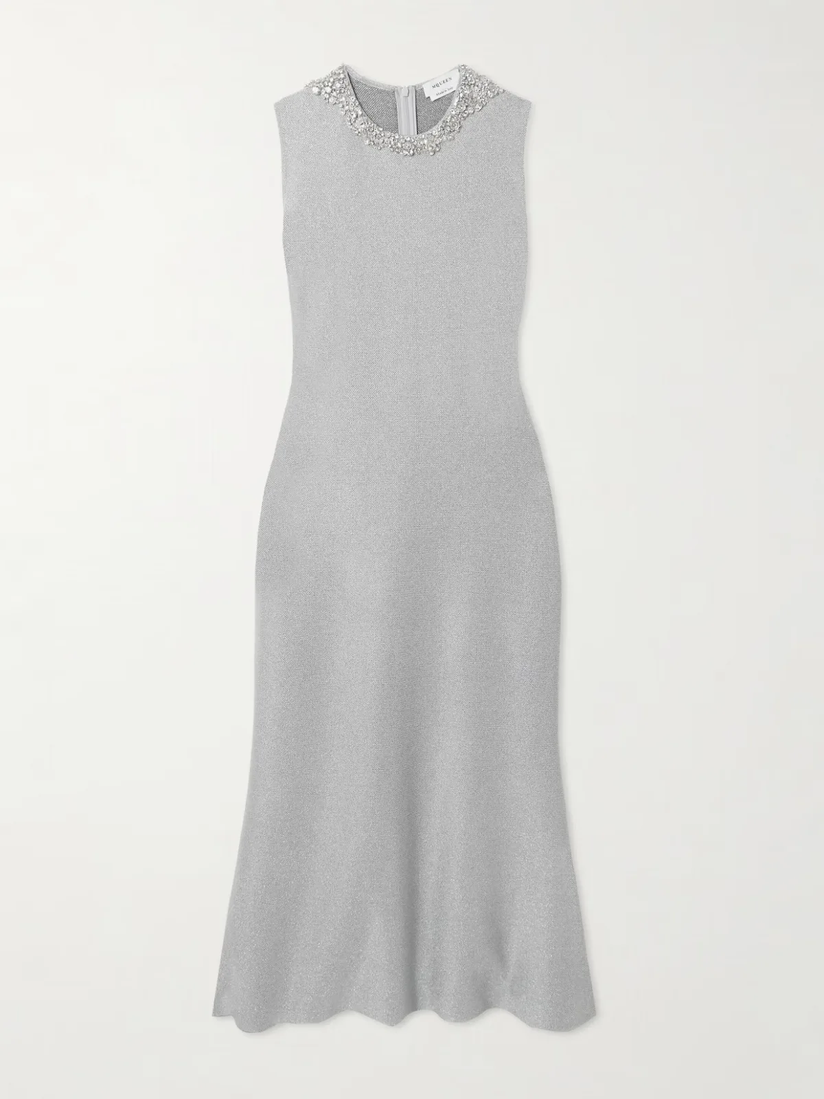 - Embellished Metallic Stretch-knit Midi Dress -