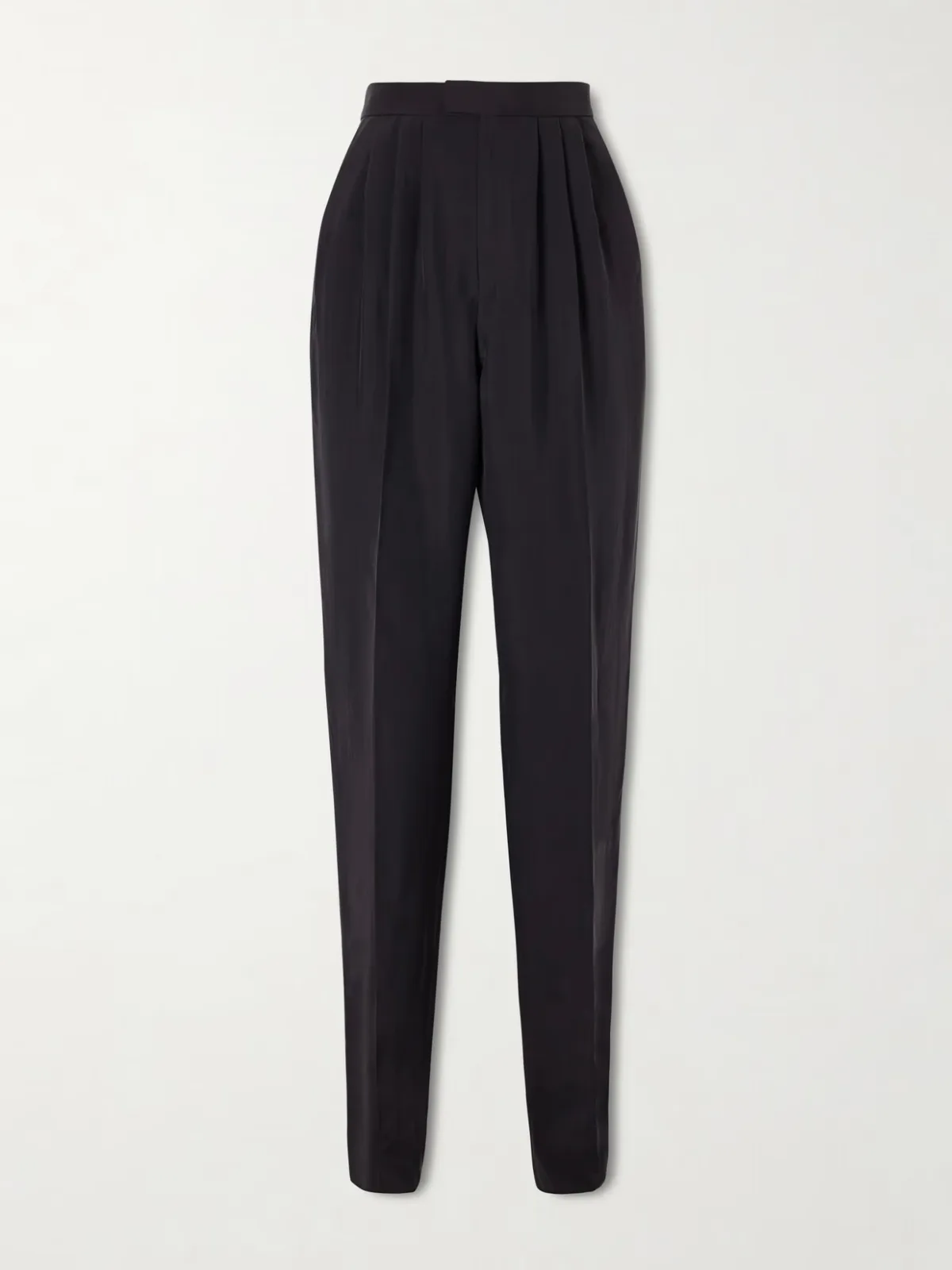 - Pleated Silk-habotai Straight-leg Pants -