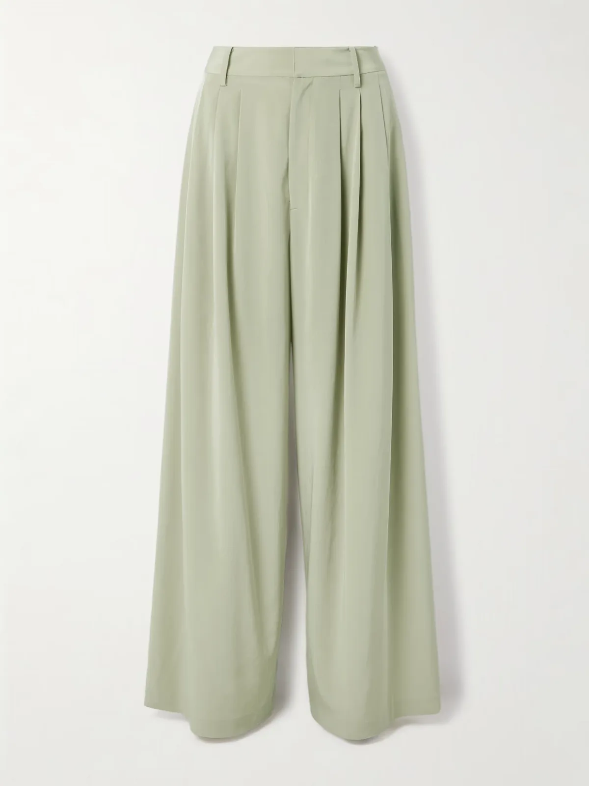 - Pleated Crepe De Chine Wide-leg Pants -